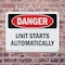 Signmission Unit Starts Automatically Danger Sign, Plastic, 10in W x 7in L, 2PK OS-2PACK-DS-P-710-L-2516 - alternate 5